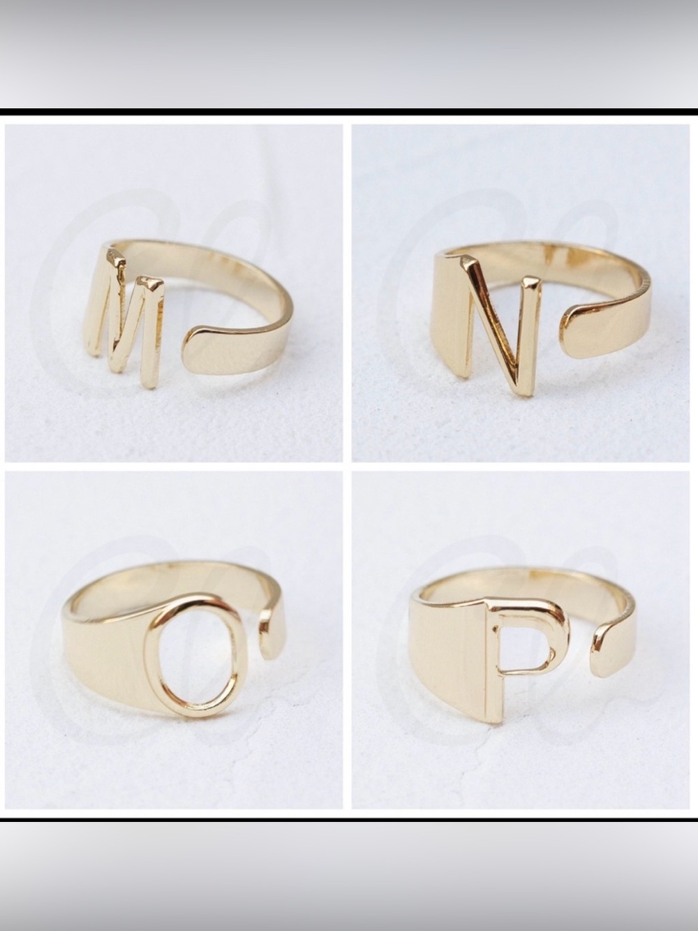 Plunder Gold Letter Monogram Ring — Shiny Gold Initial Band - Picture 6 of 8